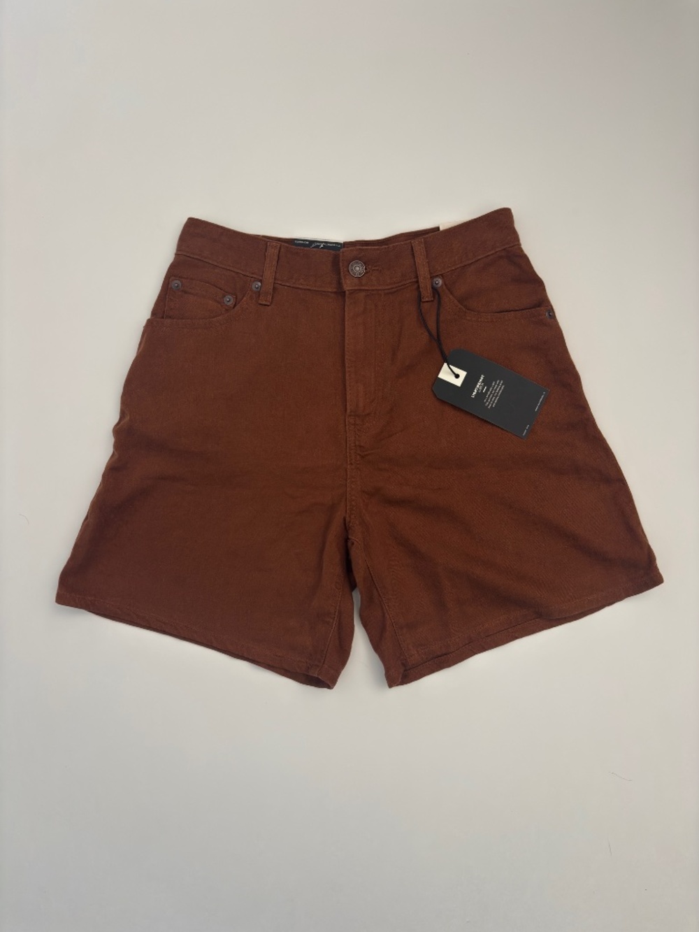 Levi’s Premium High Rise Baggy Linen Blend Shorts Sorrel Brown Size 26 NWT